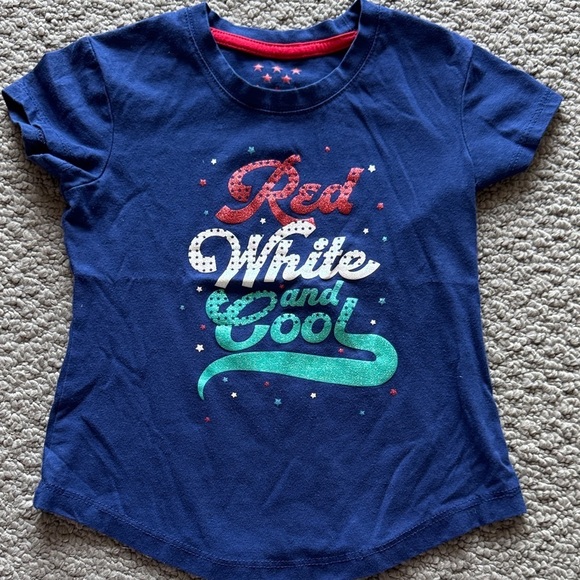 Source Unknown Other - Source Unknown Navy Short-Sleeve Graphic Tee with Red, White, Teal Print